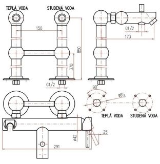 Смеситель для ванны Rav Slezak Seina SE950.5/2 хром